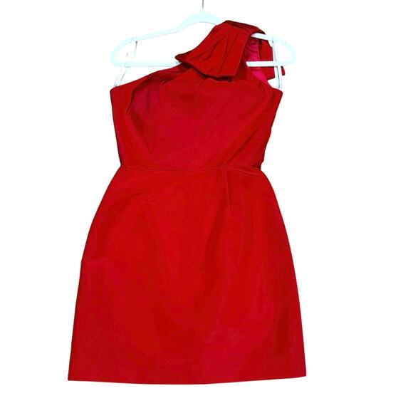 Alexia María Red Blair One Shoulder Silk Faille Mini Cocktail Dress Size 2 - Picture 7 of 7